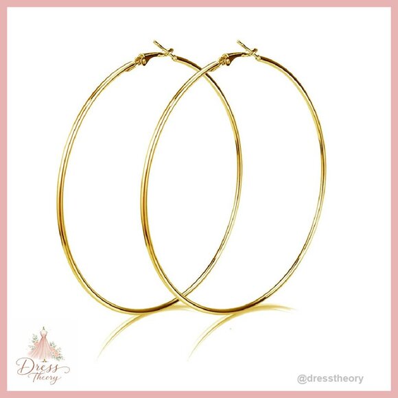 Jewelry - Large 100mm Hoop Earrings Hypoallergenic 14K Gold Plated Statement Jewelry